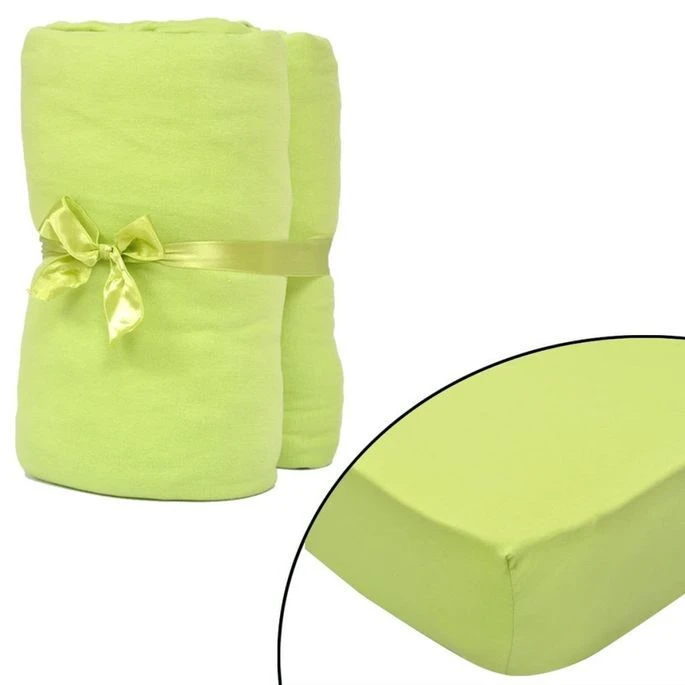 2 Draps-housses Vert Pomme En Jersey De Coton 140 X 200 - 160 X 200 Cm 1 2 Draps-housses Vert Pomme En Jersey De Coton 140 X 200 - 160 X 200 Cm