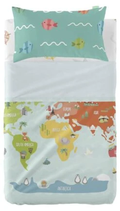 World Map Parure Drap Kinderbett 100x130