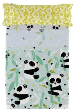 Panda Garden Blue Parure Drap 160x270 Cm