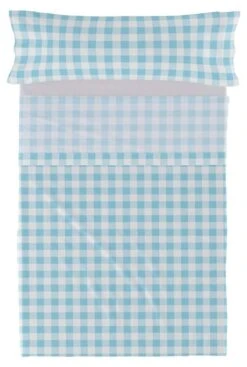 Basic Vichy Parure Drap 160x270 Cm Bleu