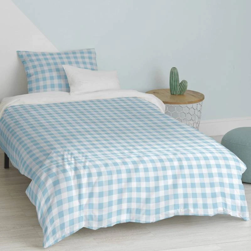 Basic Vichy Parure Housse Couette 140x200 Bleu 3 Basic Vichy Parure Housse Couette 140x200 Bleu – Image 3