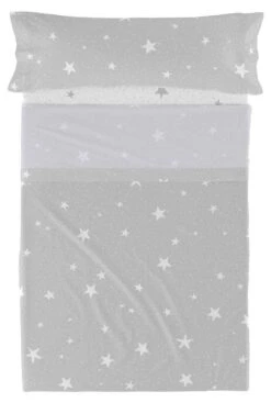 Basic Little Star Parure Drap 160x270 Cm Gris