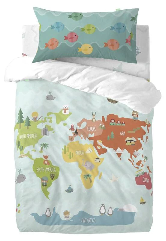 World Map Set Housse Couette 115x145 1 World Map Set Housse Couette 115x145