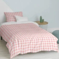 Basic Vichy Parure Housse Couette 140x200 Rose -Literie Magasin 7da078bffa6d46a2b89e1350ea760503