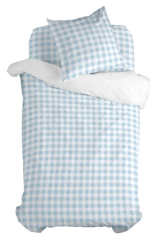 Basic Vichy Parure Housse Couette 140x200 Bleu 1 Basic Vichy Parure Housse Couette 140x200 Bleu