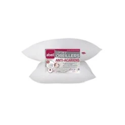 ABEIL Lot De 2 Oreillers Anti-Acarien - 60 X 60 Cm - Blanc