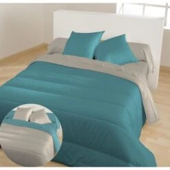 BLEU CALIN Couette Chaude Bicolore Agate/Poivre 220x240cm