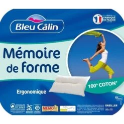 BLEU CALIN Oreiller MEMOFILL Ergonomique 50x70cm -Literie Magasin bleu calin oreiller memofill ergonomique 50x70cm 3153633396365 513492