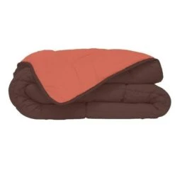 Couette Microfibre 400g/m² CALGARY Chocolat & Corail 140x200cm