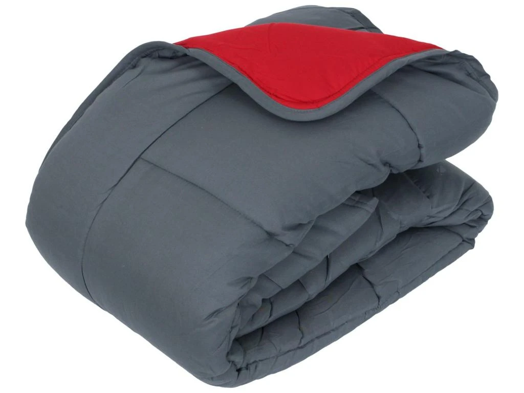 Couette Hiver 140x200 Cm COCOON BICOLORE Gris/Rouge Garnissage Fibre Polyester 400 G/m2 1 Couette Hiver 140x200 Cm COCOON BICOLORE Gris/Rouge Garnissage Fibre Polyester 400 G/m2