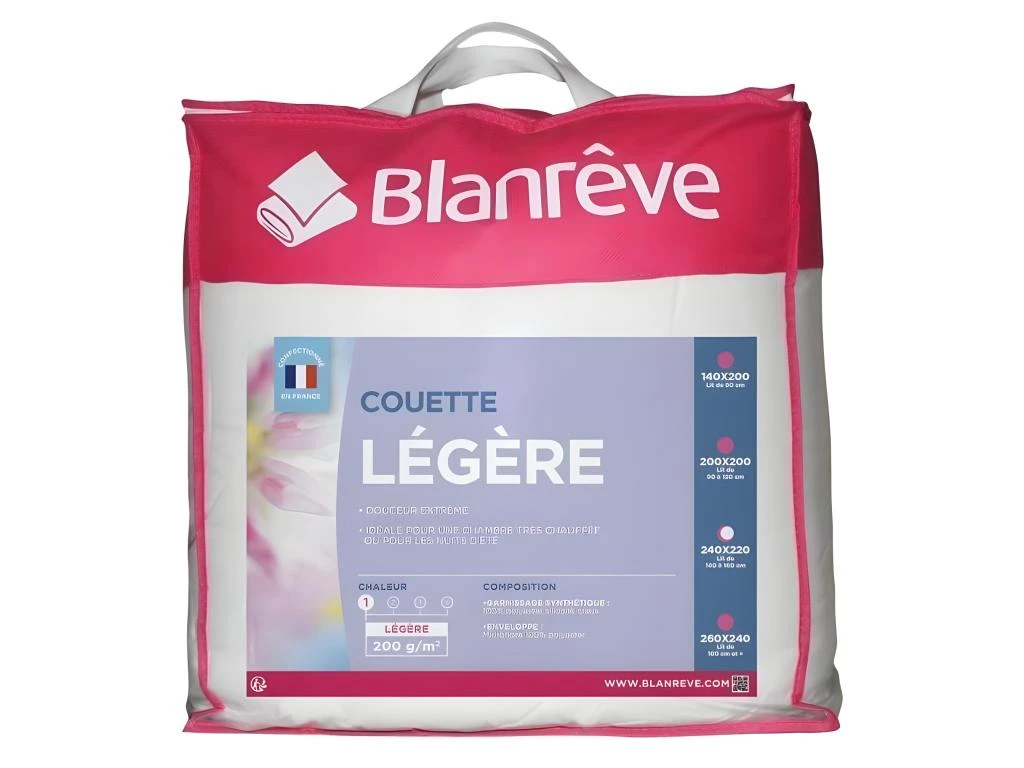 BLANREVE Couette Legere En Microfibre - 220 X 240 Cm - Blanc