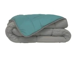 POYET MOTTE Couette Microfibre 400g/m2 CALGARY - 140 X 200 Cm - Gris Galet Et Vert Lac