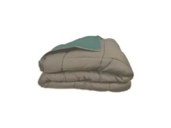 POYET MOTTE Couette Microfibre 400g/m2 CALGARY - 140 X 200 Cm - Gris Galet Et Vert Lac -Literie Magasin couette 11731683
