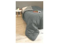 Couette Chaude Microfibre 400 Gr/m2 CALGARY Acier + Argent 140x200cm -Literie Magasin couette 11732183