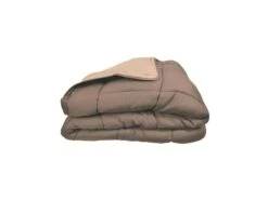 Couette Chaude Microfibre 400 Gr/m2 CALGARY Taupe + Lin 140x200cm -Literie Magasin couette 11732539