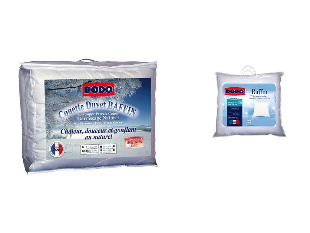 Pack DODO Couette Naturelle 220 X 240 Cm + 2 Oreillers Duvet 65 X 65 Cm - BAFFIN 2 Pack DODO Couette Naturelle 220 X 240 Cm + 2 Oreillers Duvet 65 X 65 Cm - BAFFIN – Image 2