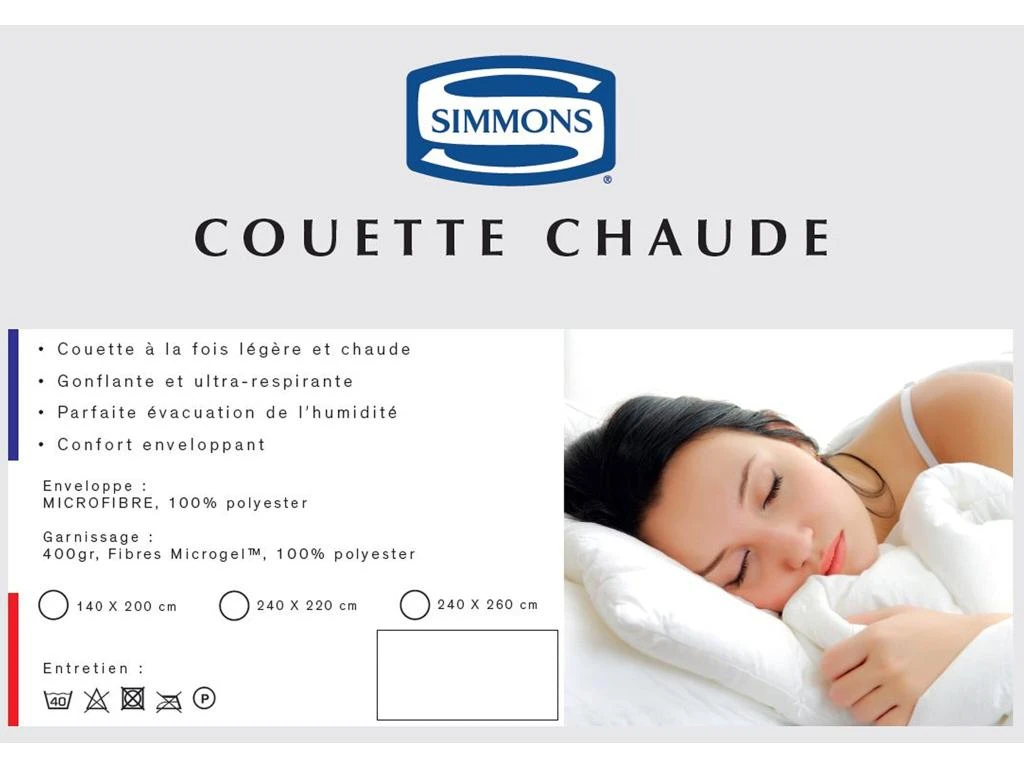Couette Simmons Hiver Micro-gel 400g - 240x220 2 Couette Simmons Hiver Micro-gel 400g - 240x220 – Image 2