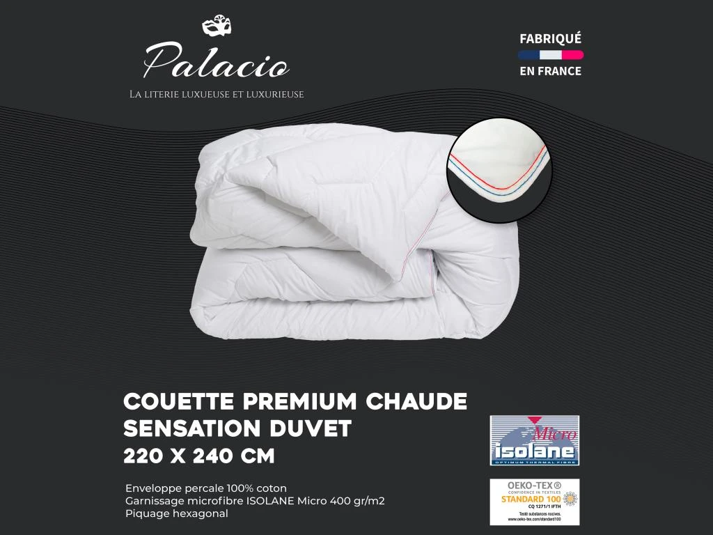 Pack Couette Sensation Duvet En Percale De Coton 240x260 Cm + 2 Oreillers 65x65 Cm - AUXENCE 2 Pack Couette Sensation Duvet En Percale De Coton 240x260 Cm + 2 Oreillers 65x65 Cm - AUXENCE – Image 2