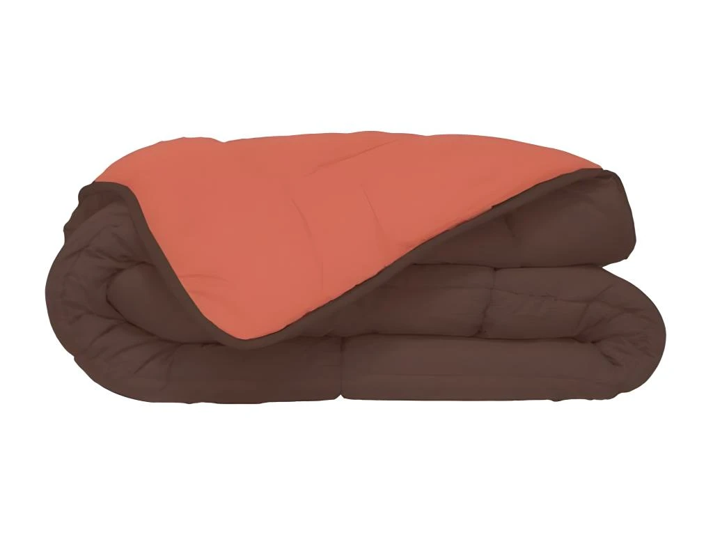 Couette Chaude Microfibre 400 Gr/m2 CALGARY Chocolat + Corail 140x200cm 1 Couette Chaude Microfibre 400 Gr/m2 CALGARY Chocolat + Corail 140x200cm
