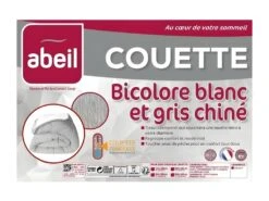 ABEIL Couette Temperee BICOLORE 240x260cm - Blanc + Gris Chine -Literie Magasin couette 8895601