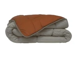 POYET MOTTE Couette Microfibre 400g/m2 CALGARY - 220 X 240 Cm - Gris Galet Et Marron Gimgembre