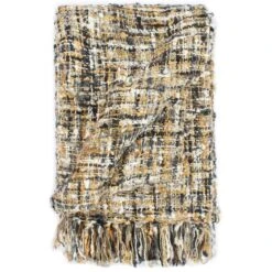 Couverture 160 X 210 Cm Noir/Beige/Blanc