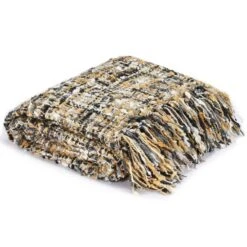 Couverture 160 X 210 Cm Noir/Beige/Blanc -Literie Magasin couverture 160 x 210 cm noir beige blanc 8718475734222 586972