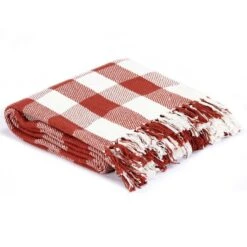 Couverture Coton Carreaux 220 X 250 Cm Rouge Délavé 8 Couverture Coton Carreaux 220 X 250 Cm Rouge Délavé -Literie Magasin couverture coton carreaux 220 x 250 cm rouge delave 3666722519779 587017
