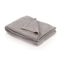 Couverture De Jet Tricotée Coton 130 X 171 Cm Gris