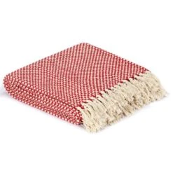 Couverture En Coton 125 X 150 Cm Rouge -Literie Magasin couverture en coton 125 x 150 cm rouge 3666722519694 587065