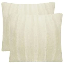 Couverture Et Housse De Coussin 3 Pièces Fausse Fourrure Crème -Literie Magasin couverture et housse de coussin 3 pieces fausse fourrure creme 8718475513261 1352703