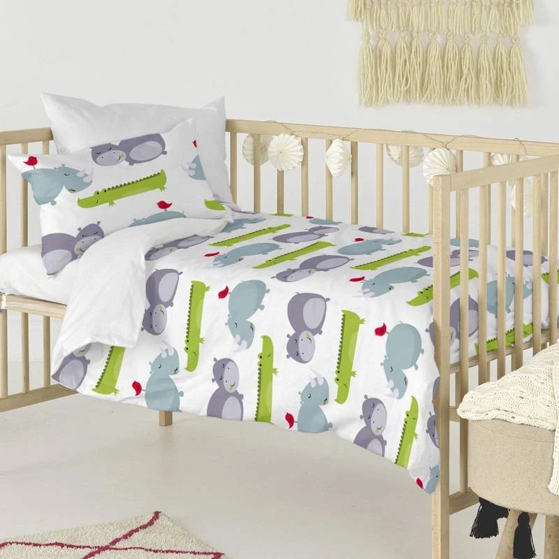Hippo Set Housse Couette Berceau 100x135 2 Hippo Set Housse Couette Berceau 100x135 – Image 2