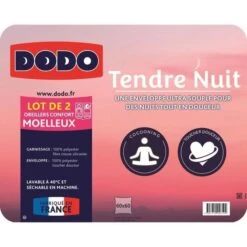 DODO Lot De 2 Oreillers Tendre Nuit - 60 X 60 Cm -Literie Magasin dodo lot de 2 oreillers tendre nuit 60 x 60 cm 3307410026192 1136320