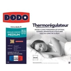 DODO Oreiller Thermorégulateur - 60 X 60 Cm - Blanc -Literie Magasin dodo oreiller thermoregulateur 60 x 60 cm blanc 3307418216625 461778