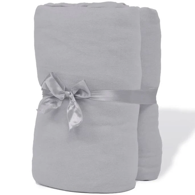 Drap-housse 2 Pièces En Coton 160 G 90 X 190-100 X 200 Cm Gris 2 Drap-housse 2 Pièces En Coton 160 G 90 X 190-100 X 200 Cm Gris – Image 2