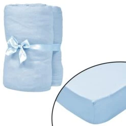 Drap-housse Pour Berceaux 4 Pcs Jersey De Coton 70x140 Cm Bleu