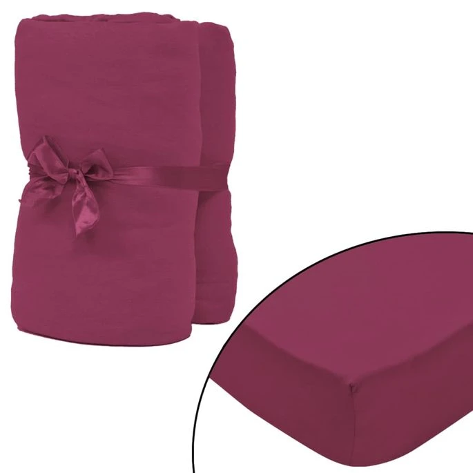 Drap-housse Pour Lit à Eau 2 Pcs 2x2,2 M Jersey Coton Bordeaux 1 Drap-housse Pour Lit à Eau 2 Pcs 2x2,2 M Jersey Coton Bordeaux