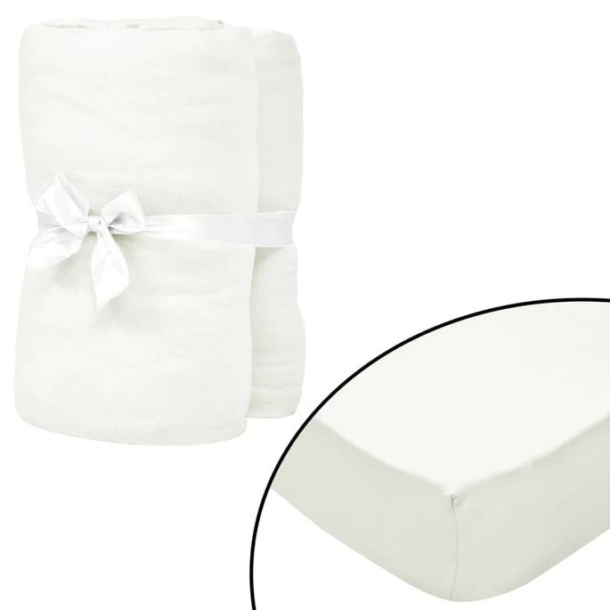 Drap-housse Pour Lit à Eau 2 Pcs 2x2 M Coton Jersey Blanc Cassé 1 Drap-housse Pour Lit à Eau 2 Pcs 2x2 M Coton Jersey Blanc Cassé