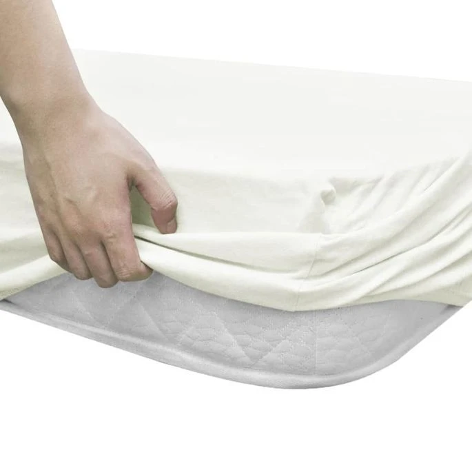 Drap-housse Pour Lit à Eau 2 Pcs 2x2 M Coton Jersey Blanc Cassé 2 Drap-housse Pour Lit à Eau 2 Pcs 2x2 M Coton Jersey Blanc Cassé – Image 2