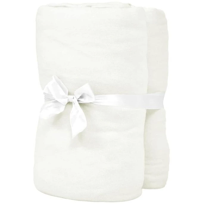 Drap-housse Pour Lit à Eau 2 Pcs 2x2 M Coton Jersey Blanc Cassé 3 Drap-housse Pour Lit à Eau 2 Pcs 2x2 M Coton Jersey Blanc Cassé – Image 3