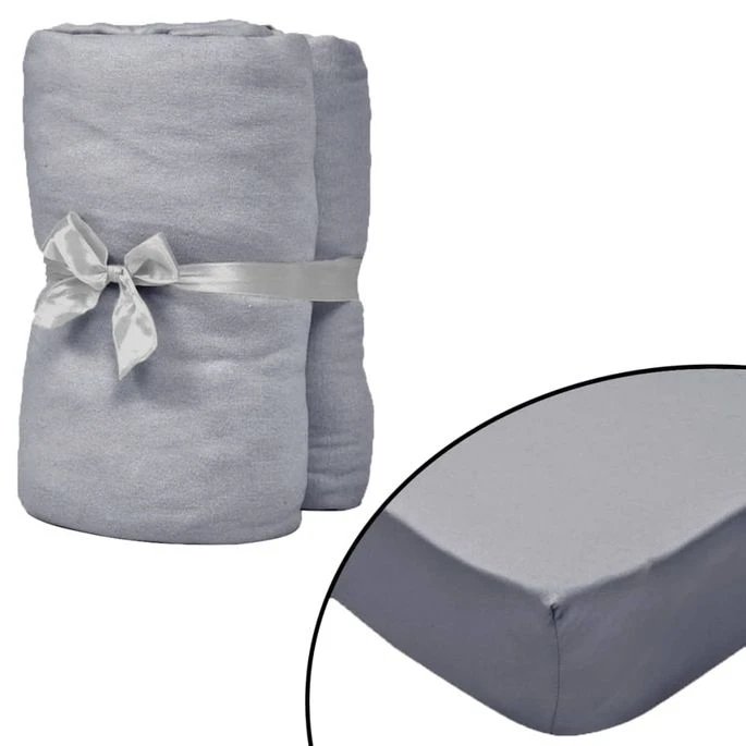 Drap-housse Pour Lits à Eau 2 Pcs 200x200 Cm Coton Jersey Gris 1 Drap-housse Pour Lits à Eau 2 Pcs 200x200 Cm Coton Jersey Gris