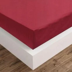 Draps De Lit 2 Pièces 140 X 200 Cm Coton Bordeaux -Literie Magasin draps de lit 2 pieces 140 x 200 cm coton bordeaux 8718475515012 1268748