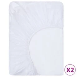 Draps-housses Imperméables 2 Pcs Coton 200x200 Cm Blanc