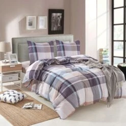 Jeu De Housse De Couette Carreaux Kaki 155x220/80x80 Cm -Literie Magasin jeu de housse de couette carreaux kaki 155x220 80x80 cm 8718475595250 617795