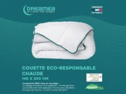Couette Chaude Recyclée De DREAMEA En Microfibre - 140 X 200 Cm - 350 Gr/ M² - Biais Bleu - ROSA