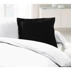 LOVELY HOME Lot De 2 Taies D'Oreillers 100% Coton 63x63 Cm - Noir
