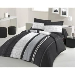 LOVELY HOME Parure De Couette Coton CONFUSSUS Noir 220x240cm