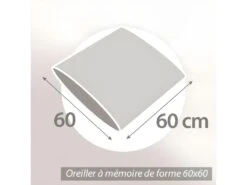 Oreiller 60x60 Cm PILO Visco-végétal à Mémoire De Forme -Literie Magasin oreiller 12254609
