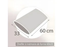 Oreiller NOMADE Visco-végétal à Mémoire De Forme 60x33 -Literie Magasin oreiller 12254641