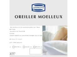 Lot De 2 Oreillers Microgel Moelleux Percale Simmons 60x60 -Literie Magasin oreiller 21842251
